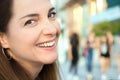 Woman face closeup, smiling. Royalty Free Stock Photo