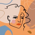 Woman Face Collage Abstract Warm Terracotta Nude Color Shapes Interior Poster Fashion Artistic Portrait Painted Illustration Royalty Free Stock Photo