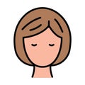 Woman face color icon. Young and healthy skin. Simple style illustration. Lady. Woman avatar. Flat symbol. Beauty procedures.