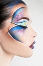 Woman face with colorful make-up