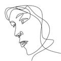 Woman face continuous line drawing. Beauty fashion female young figure. Design for decoration, tattoo, print for t-shirts, poster Royalty Free Stock Photo