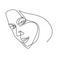 Woman face continuous line drawing. Beauty fashion female young figure. Design for decoration, tattoo, print for t-shirts, poster Royalty Free Stock Photo