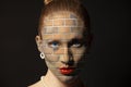 Woman face covered with brick wall Royalty Free Stock Photo