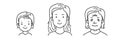 Vector woman face. Different ages life stages person icon. Lifetime phase, cycle. Cartoon characters avatars people