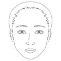 woman face, double eyelids, downturned eyes ,outline illustration Royalty Free Stock Photo