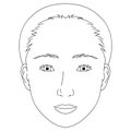 woman face, double eyelids, small eyes ,outline illustration Royalty Free Stock Photo