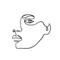 Woman face drawn one continuous line.