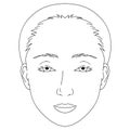 woman face, drooping eyelids, ptosis ,outline illustration