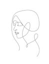 woman face eye closed monoline decorative one line