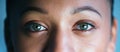 Woman, face and eyes looking for biometrics, optics or vision in the future for scanning identity. Closeup of female eye Royalty Free Stock Photo