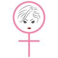 Woman face female symbol women`s day awareness illustration isolated white background