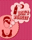 Woman face icon with thinking cloud. Do not forget message