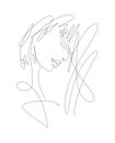 Woman Face Line Art Illustration. Female head Feminine Minimalist Logo, line drawing with abstract expressive lines