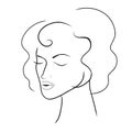 Woman face line art. Minimalistic style. Vector hand drawn beauty fashion illustration for logo, cosmetics or makeup and