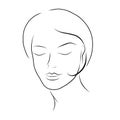 Woman face line art. Minimalistic style. Vector hand drawn beauty fashion illustration for logo, cosmetics or makeup, t