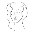 Woman face line art. Minimalistic style. Vector hand drawn beauty fashion illustration for logo, cosmetics or makeup and