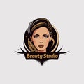 Woman face logo icon vector. Beauty vector logo design template, cosmetic, makeup. Royalty Free Stock Photo