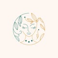 Woman face logo icon vector. Woman face logo design vector illustration, Girl silhouette Royalty Free Stock Photo