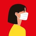 Woman with face mask cartoon