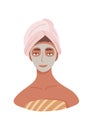 Woman with face mask, clay mask, facial mask