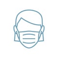 Woman face mask line icon vector illustration isolated. Protection medical wear