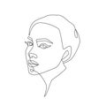 Woman face one continuous line drawing. Minimalistic abstract human portrait in simple linear style for logo, prints Royalty Free Stock Photo