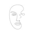 Woman face one line drawing. Minimalism art. Female contour portrait Royalty Free Stock Photo