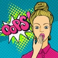 Woman face in pop art style. Royalty Free Stock Photo