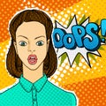 Woman face in pop art style. Royalty Free Stock Photo