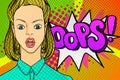 Woman face in pop art style. Royalty Free Stock Photo