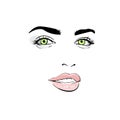 Woman face. Portrait. Outlines. Digital Sketch Hand Drawing. Illustration. Royalty Free Stock Photo