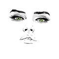 Woman face. Portrait. Outlines. Digital Sketch Hand Drawing Royalty Free Stock Photo