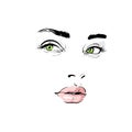 Woman face. Portrait. Outlines. Digital Sketch Hand Drawing Vector. Royalty Free Stock Photo