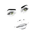 Woman face. Portrait. Outlines. Digital Sketch Hand Drawing Illustration. Royalty Free Stock Photo