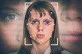 Woman face recognition - biometric verification concept Royalty Free Stock Photo