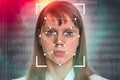 Woman face recognition - biometric verification Royalty Free Stock Photo