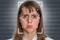 Woman face recognition - biometric verification Royalty Free Stock Photo