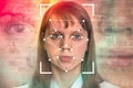 Woman face recognition - biometric verification Royalty Free Stock Photo