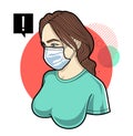 Woman face in respiratory mask