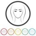 Woman face ring icon, color set Royalty Free Stock Photo