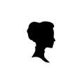 Woman face silhouette. Lady profile with retro hairstyle