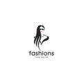 Woman face silhouette logo wearing glasses with long hair Royalty Free Stock Photo