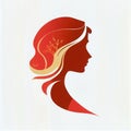 woman face silhouette with waves for cosmetics beauty salon logo design concept. Abstract female head silhouette for Royalty Free Stock Photo