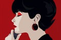 woman glamour vintage background graphic illustration poster female model fashion portrait red. Generative AI.