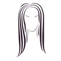 Woman face with straight long hair logo silhouette Royalty Free Stock Photo