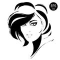 Woman face. Vector Black fashion portrait Royalty Free Stock Photo