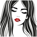 Woman with red lips. Vector fashion portrait Royalty Free Stock Photo