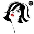 Woman with red lips. Vector fashion portrait Royalty Free Stock Photo