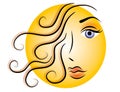 Woman Face Web Logo Icon Gold Royalty Free Stock Photo