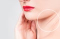 Woman face and wrinkles on neck Royalty Free Stock Photo